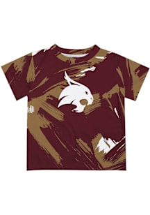 Vive La Fete Texas State Bobcats Youth Maroon Paint Brush Short Sleeve T-Shirt