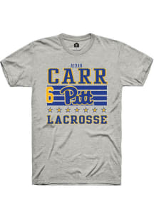 Aidan Carr Ash Pitt Panthers NIL Striped Short Sleeve T Shirt