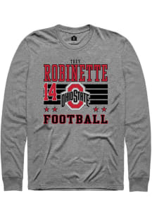 Trey Robinette Mens Grey Ohio State Buckeyes NIL Striped Long Sleeve Player T Shirt