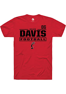 Kellen Davis Cincinnati Bearcats Red Football NIL Stacked Box Short Sleeve Player T Shirt
