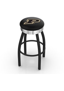 Black Purdue Boilermakers 3 Ring Chrome Seat Pub Stool