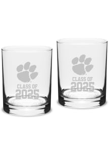 Clemson Tigers Campus Crystal Class of 2025 Set of 2 Rock Glass - White