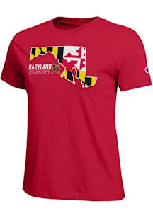 Champion Maryland Terrapins Womens Red State Shape Short Sleeve T-Shirt