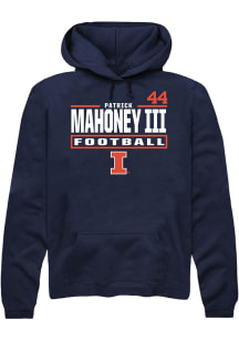 Patrick Mahoney III Rally Mens Navy Blue Illinois Fighting Illini NIL Stacked Box Player Hood