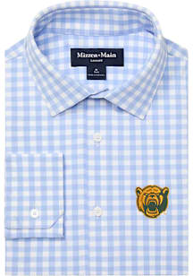 Mizzen+Main Baylor Bears Mens Light Blue Leeward Gingham LS Woven Long Sleeve Dress Shirt