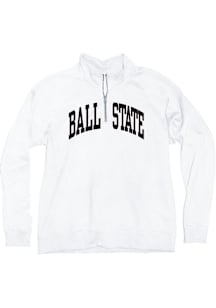 Blue 84 Ball State Cardinals Womens White Sanded Qtr Zip