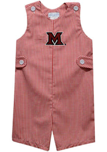 Vive La Fete Miami RedHawks Baby Red Gingham Overalls