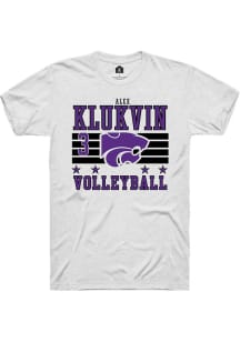 Alex Klukvin Rally Mens White K-State Wildcats NIL Striped Player T Shirt