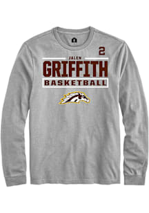 Jalen Griffith Western Michigan Broncos Grey NIL Stacked Box Long Sleeve Player T Shirt