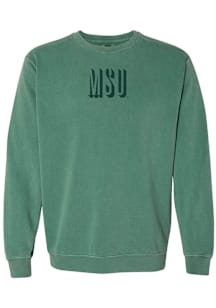 Michigan State Spartans Mens Green Team Name Long Sleeve Crew Sweatshirt