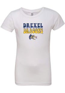 Girls Drexel Dragons White Summit Sportswear Bubble Script Short Sleeve T-Shirt