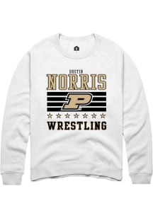 Dustin Norris Rally Mens White Purdue Boilermakers NIL Striped Player Crew
