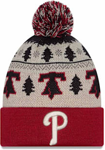 New Era Philadelphia Phillies DL McCalister Pom Cuff Baby Knit Hat - Maroon