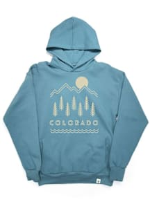 Colorado Mens Light Blue Mountain Lines Long Sleeve Hoodie