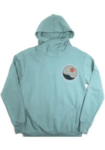 Colorado Mens Teal Layered Mountains Long Sleeve Hoodie