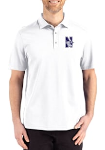 Cutter and Buck Northwestern Wildcats Mens White Advantage Refresh Short Sleeve Polo