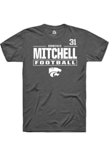 Dominic Mitchell Rally Mens Dark Grey K-State Wildcats NIL Stacked Box Player T Shirt