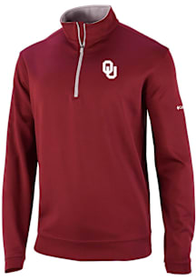 Columbia Oklahoma Sooners Mens Crimson Heat Seal Omni Wick Wickhams Hills Long Sleeve Qtr Zip Pull..