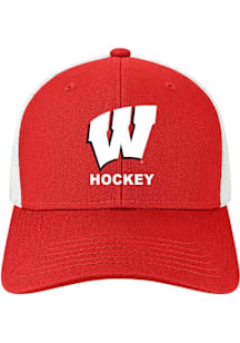 Wisconsin Badgers Hockey Mid Pro Snap Trucker Adjustable Hat - Red