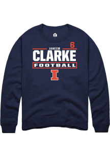 Jaheim Clarke Rally Mens Navy Blue Illinois Fighting Illini NIL Stacked Box Player Crew