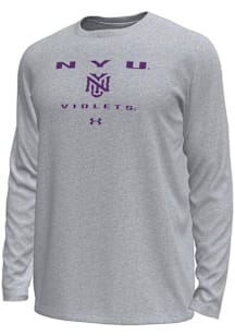 Under Armour NYU Violets Grey Straight Name Tech Stretch Long Sleeve T-Shirt