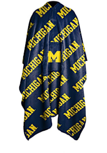 Michigan Wolverines Wearable Raschel Throw Blanket - Navy Blue