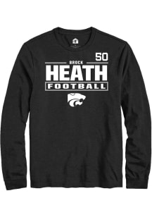 Brock Heath Mens Black K-State Wildcats NIL Stacked Box Long Sleeve Player T Shirt
