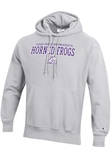Champion TCU Horned Frogs Mens Ash Stacked/Logo Reverse Weave Long Sleeve Hoodie