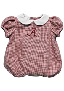 Vive La Fete Alabama Crimson Tide Baby Crimson Gingham Collar Short Sleeve One Piece