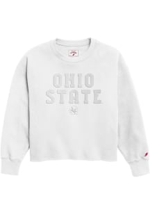 Womens White Ohio State Buckeyes Reverse Fleece Crew Sweatshirt