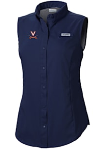 Columbia Virginia Cavaliers Womens Navy Blue Heat Seal Omni Wick Tamiami Polo Shirt
