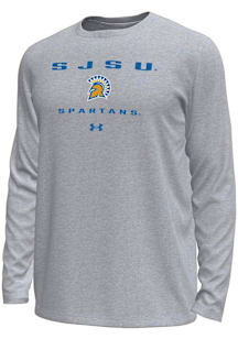 Under Armour San Jose State Spartans Grey Straight Name Tech Stretch Long Sleeve T-Shirt