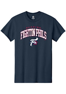 Summit Sportswear Reading Fightin Phils Navy Blue Arch Mascot Short Sleeve T Shirt