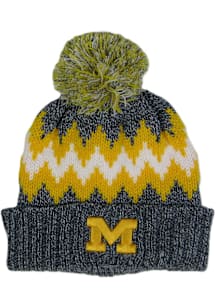 Michigan Wolverines Navy Blue Zig Zag Cuff Beanie Mens Knit Hat