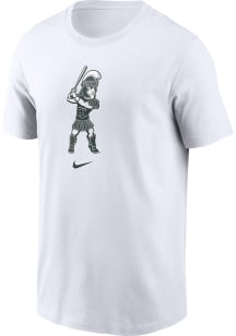 Michigan State Spartans White Nike Sparty Playing Baseball Short Sleeve T Shirt