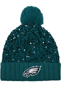 Forever Collectibles Philadelphia Eagles Kelly Green W Big Logo Sequin Light Up Beanie Womens Knit..