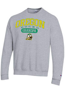 Champion Oregon Ducks Mens Grey Pill Box Grandpa Powerblend Long Sleeve Crew Sweatshirt