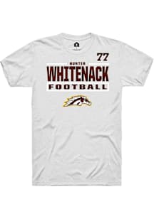 Hunter Whitenack Western Michigan Broncos White Football NIL Stacked Box Short Sleeve Player T Shi..