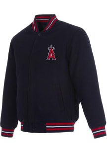 Los Angeles Angels Mens Navy Blue Reversible Wool Heavyweight Jacket