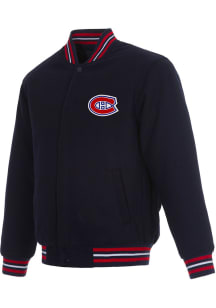 Montreal Canadiens Mens Navy Blue Reversible Wool Heavyweight Jacket