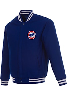 Mens Chicago Cubs Reversible Wool Heavyweight Jacket - Blue
