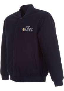 Utah Jazz Mens Navy Blue Reversible Wool Heavyweight Jacket