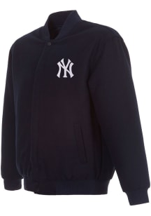 New York Yankees Mens Navy Blue Reversible Wool Heavyweight Jacket