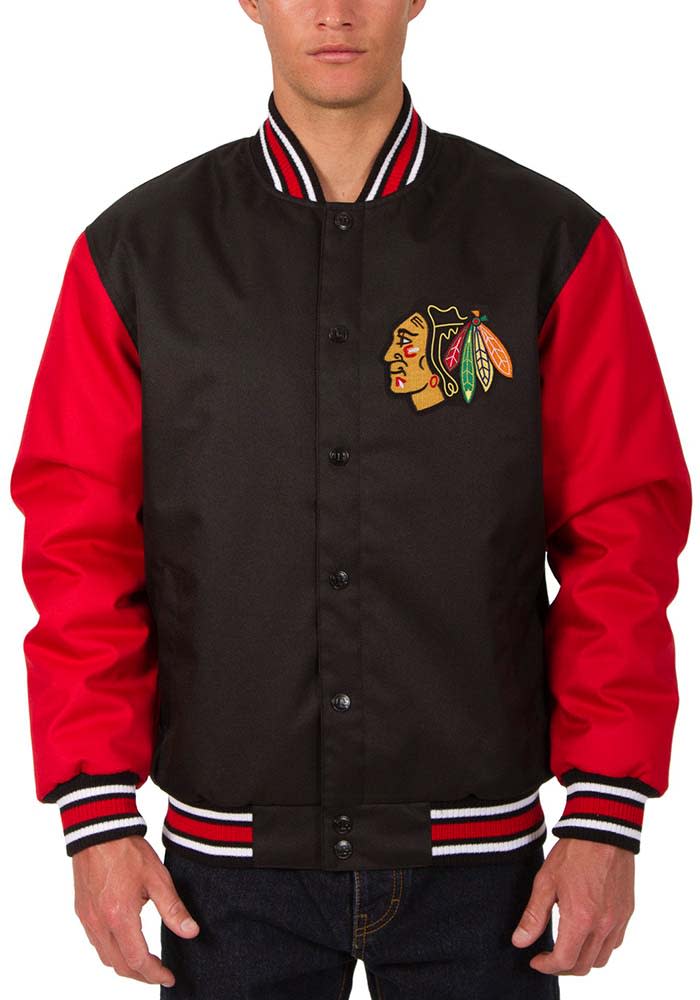 Chicago Blackhawks Mens Black Poly Twill Medium Weight Jacket