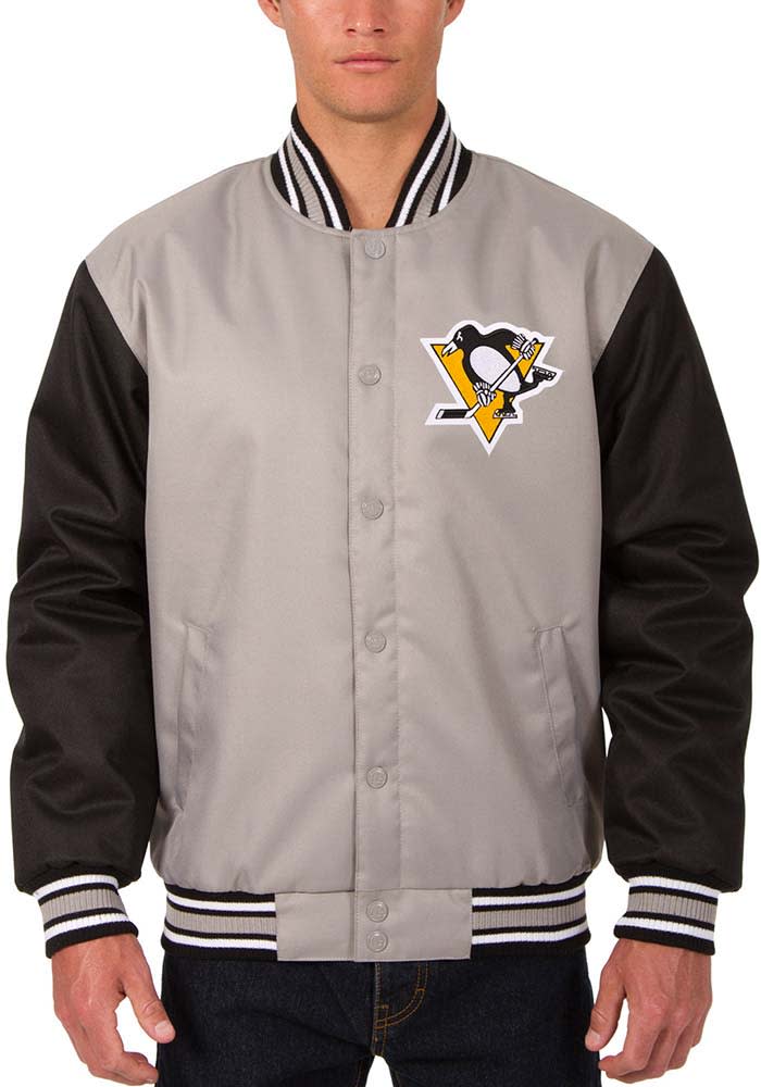 Pittsburgh Penguins Mens Grey Poly Twill Medium Weight Jacket