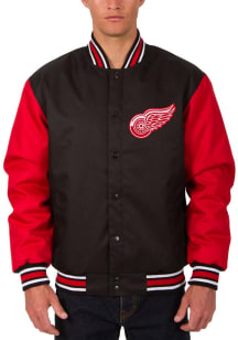 Detroit Red Wings Mens Black Poly Twill Medium Weight Jacket