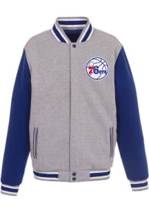 Philadelphia 76ers Mens Grey Reversible Fleece Medium Weight Jacket