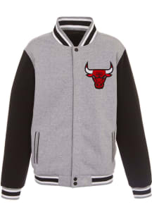 Chicago Bulls Mens Grey Reversible Fleece Medium Weight Jacket