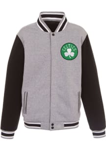 Boston Celtics Mens Grey Reversible Fleece Medium Weight Jacket