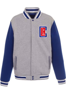 Los Angeles Clippers Mens Grey Reversible Fleece Medium Weight Jacket
